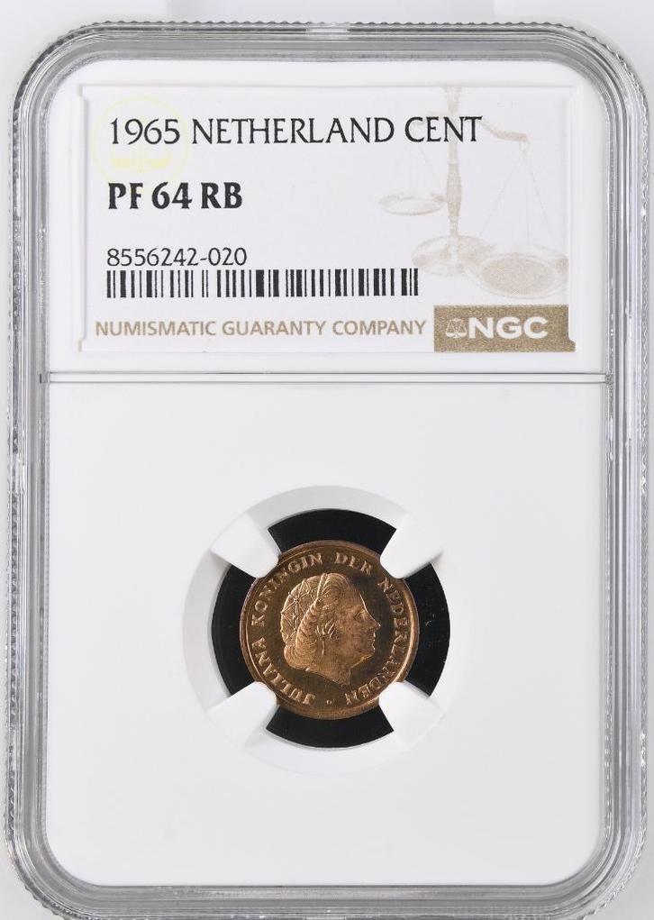 1 cent 1965 NGC Proof 64 RB (€ 300), Postzegels en Munten, Munten | Nederland, Losse munt, 1 cent, Koningin Juliana, Verzenden
