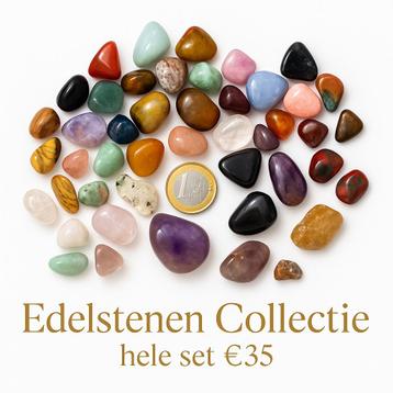 Edelstenen – set trommelstenen, gladde en ruwe kleine stenen beschikbaar voor biedingen