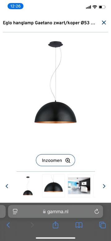 Eglo hanglamp zwart/koper 53 cm beschikbaar voor biedingen