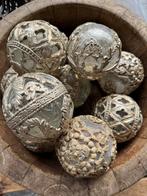 Craquelé ballen kerstballen decoratie glas met goudsig, Ophalen of Verzenden