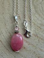 4+1 gratis! Ketting met jade morganiet en rozenkwarts, 925z, Sieraden, Tassen en Uiterlijk, Kettingen, Verzenden, Nieuw, Roze