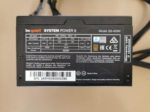 PC voeding Be Quiet! System POWER 9 Model S9-400W, Computers en Software, Interne voedingen, Zo goed als nieuw, Ophalen of Verzenden