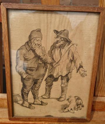 Thijs Mauve (1915-1996) Verkoper van zwijnen 1952 sepia beschikbaar voor biedingen
