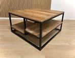 Industriële salontafel mango met zwart metaal 75x75 tafel, Ophalen, 50 tot 100 cm, Industrieel landelijk modern design mango zwart metaal