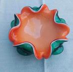 Murano glas bonbons schaaltje oranje en groen, Ophalen of Verzenden, Zo goed als nieuw, Porselein, Bord of Schaal