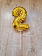 Gratis gouden ballon cijfer 2 op stokje, Hobby en Vrije tijd, Ophalen of Verzenden, Zo goed als nieuw, Versiering, Verjaardag