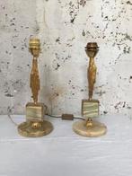 Onyx Koperen Art Deco Tafellamp Gaetano Sciolari Stijl, Huis en Inrichting, Lampen | Tafellampen, Ophalen, Overige materialen