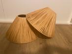 H&M Home - 2 x Raffia Rotan Rattan Lampen kappen Lampshades, Huis en Inrichting, Lampen | Lampenkappen, 25 tot 50 cm, Beige, Rond