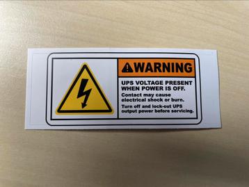 Sticker t.b.v. UPS noodvoeding beschikbaar voor biedingen