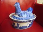 oude Terrine als kip porcelein geinig 24cm deksel schaal, Antiek en Kunst, Ophalen of Verzenden