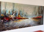 Abstract Stadsgezicht Schilderij, Antiek en Kunst, Ophalen of Verzenden