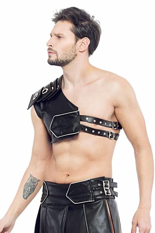Zwart leren heren Gladiator Harnas maat XS/S (0032), Kleding | Dames, Ondergoed en Lingerie, Overige typen, Zwart, Ophalen of Verzenden