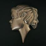 Vintage Messing Meisjeshoofdje Wand Plaquette, Ophalen of Verzenden