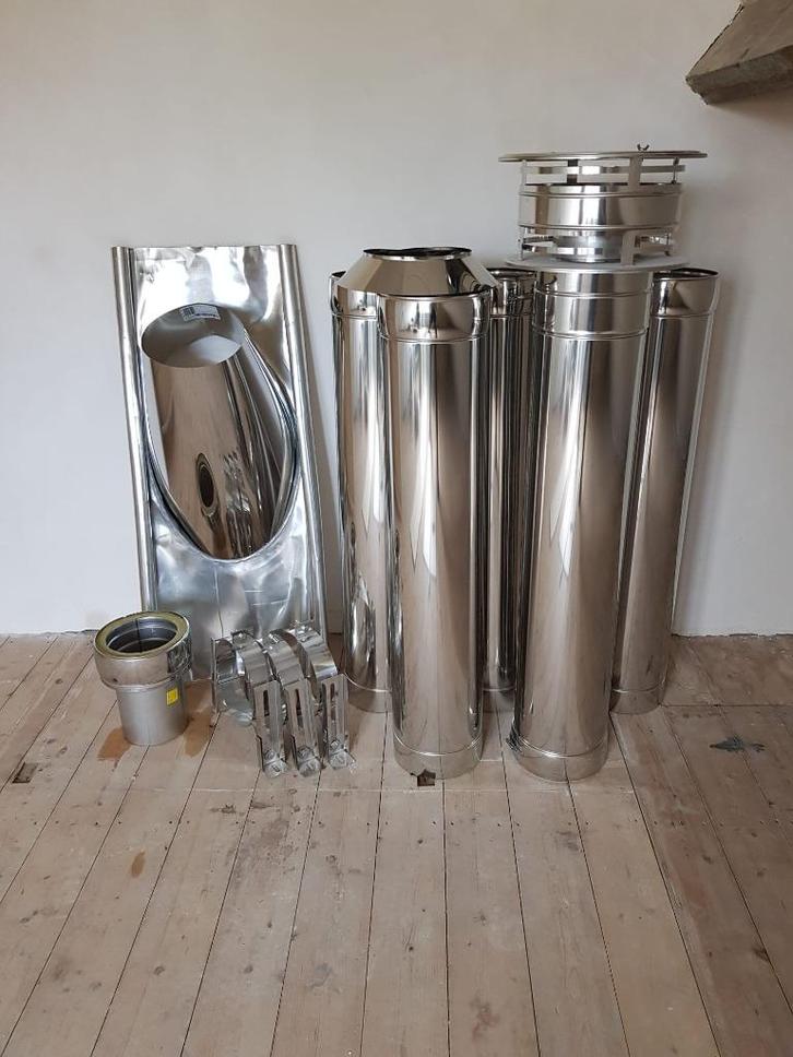 Dubbelwandig Rookkanaal, Doe-het-zelf en Verbouw, Buizen en Afvoer, Nieuw, Overige typen, Rvs, 4 tot 6 meter, 80 mm of meer, Ophalen