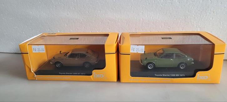 Ixo 1973 Toyota Starlet 1200 SR  en ST, Hobby en Vrije tijd, Modelauto's | 1:43, Zo goed als nieuw, Auto, Overige merken, Ophalen of Verzenden