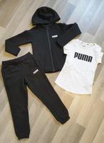 Puma set: broek, shirt en hoodie met rits, zwart _ maat 128, Jongen of Meisje, Puma, Ophalen of Verzenden, Zo goed als nieuw