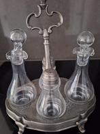 Tinnen olie-, azijn-, peper- en zoutstel, Antiek en Kunst, Ophalen of Verzenden