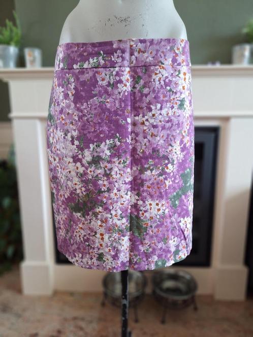 J.Crew JCrew paarse bloemen rok 10 M 38 gevoerd Gratis Verz., Kleding | Dames, Rokken, Zo goed als nieuw, Maat 38/40 (M), Paars