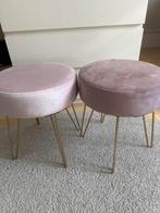 Roze Velvet Krukjes/Poefjes - Set van 2, Huis en Inrichting, Banken | Voetenbanken en Poefen, Ophalen, Minder dan 50 cm, Rond