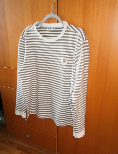 Fijne gestreepte sweater mt L (Anti Blue) beige/ecru i.g.s., Kleding | Heren, Truien en Vesten, Zo goed als nieuw, Maat 48/50 (M)