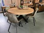 Mooie nieuwe set: ronde eettafel met 4 stoelen slechts € 400, Ophalen, Hout, Zwart, Nieuw