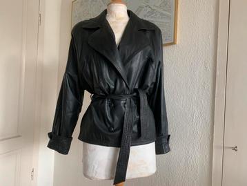 Zwart leren jasje vintage maat 38/40 leer beschikbaar voor biedingen