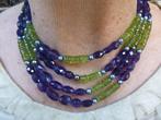 4-rij Collier Amethist Peridoot en Parels met Zilveren Slot, Sieraden, Tassen en Uiterlijk, Kettingen, Overige kleuren, Verzenden