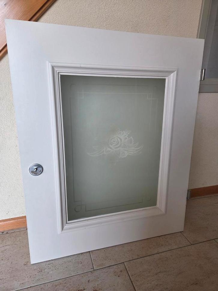 Wanddeurtje met gegraveerd glas en lamp, Doe-het-zelf en Verbouw, Deuren en Horren, Zo goed als nieuw, Overige typen, Minder dan 200 cm