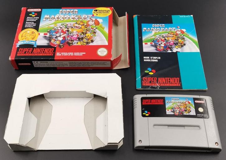 SNES CIB Compleet Super Mario Kart, Spelcomputers en Games, Games | Nintendo Super NES, Zo goed als nieuw, 1 speler, Vanaf 3 jaar