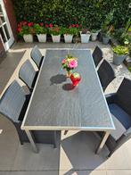 Mooie antraciet rvs tuinset met 6 stoelen 4 Seasons, Ophalen, 6 zitplaatsen, Bijzettafel, Aluminium
