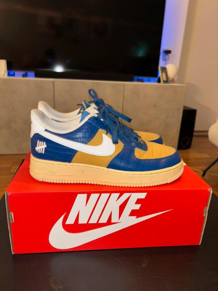 Nike Air Force 1 Low SP Undefeated 5 On It Blue Yellow Croc, Kleding | Heren, Schoenen, Zo goed als nieuw, Blauw, Ophalen of Verzenden