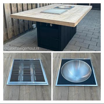 Barbecuetafel gasbarbecue drankelement ingebouwd in eettafel beschikbaar voor biedingen