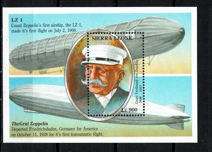 sierra leone 1993 pf blok zeppelin luchtvaart luchtballonnen, Postzegels en Munten, Postzegels | Thematische zegels, Postfris