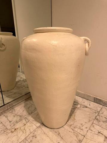 Mooi grote aardewerk vaas beige/gebroken wit! beschikbaar voor biedingen