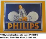 PHILIPS, oude reclame uit 1933, lampen, nieuw op kaart 21x15, Ophalen of Verzenden, 1920 tot 1940, Ongelopen, Overige thema's