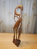 Houten sculptuur van 2 vogels., Antiek en Kunst, Kunst | Beelden en Houtsnijwerken, Ophalen of Verzenden