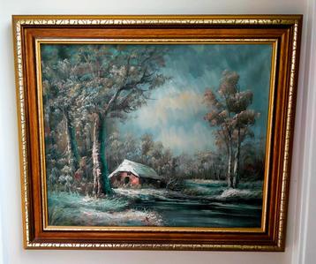 Winter Bos Landschap Schilderij in Lijst - 73x63CM beschikbaar voor biedingen