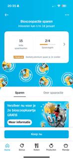 AH spaarkaarten bioscoop tweede kaartje gratis, Tickets en Kaartjes, Twee personen