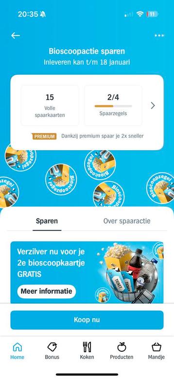 AH spaarkaarten bioscoop tweede kaartje gratis beschikbaar voor biedingen