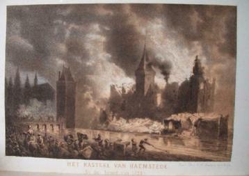 19 / Haamstede  het Kasteel  Litho 1854 beschikbaar voor biedingen