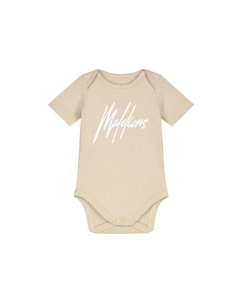 Malelions Baby Signature Short Sleeve Bodysuit Beige, Kinderen en Baby's, Babykleding | Maat 56, Nieuw, Jongetje, Shirtje of Longsleeve