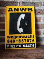 Oud vintage ANWB pechhulp bordje, Ophalen of Verzenden, Gebruikt, Reclamebord
