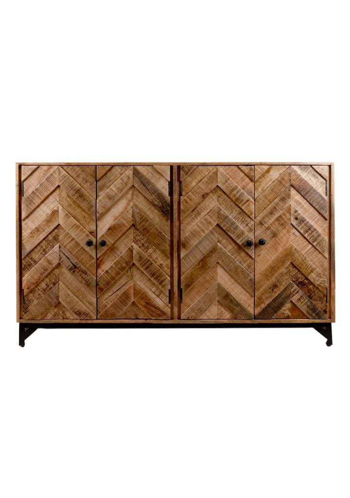 OHNO Furniture Veer Dressoir - Zwart, Huis en Inrichting, Kasten | Dressoirs, Nieuw, Met deur(en), Met plank(en), Overige houtsoorten
