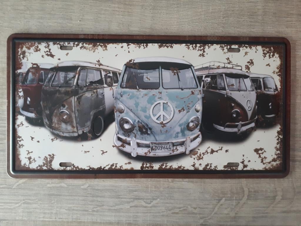 Volkswagen Busjes 15x30 cm Metalen Reclamebord, Verzamelen, Ophalen of Verzenden, Nieuw, Reclamebord