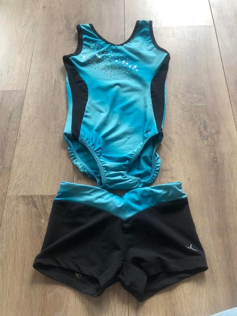 blauw turnpakje met glitters maat 116, Kinderen en Baby's, Kinderkleding | Maat 116, Ophalen of Verzenden, Gebruikt, Meisje, Sport- of Zwemkleding