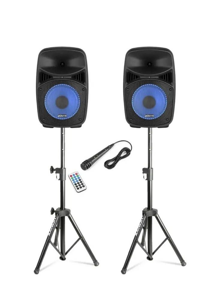 Vonyx VPS082A Actieve Luidsprekerset 8 inch met LED, Nieuw, 120 watt of meer, Front, Rear of Stereo speakers, Ophalen