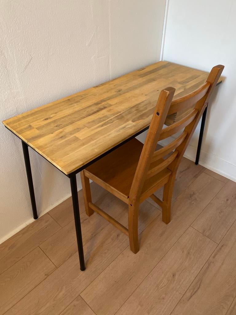 Set: tafel + stoel – wegens verhuizing, Huis en Inrichting, Tafels | Eettafels, Ophalen, Gebruikt, Rechthoekig, 50 tot 100 cm