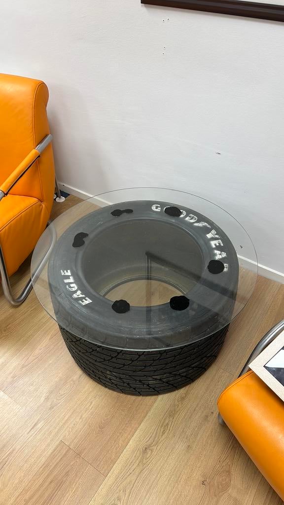 Tafel van raceband, Ophalen, Zo goed als nieuw, Rond, Minder dan 55 cm