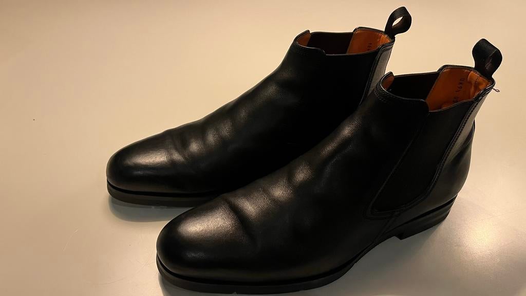 Santoni zwarte leren Chelsea boots - Maat 44, Kleding | Heren, Schoenen, Ophalen of Verzenden, Zo goed als nieuw, Zwart, Boots