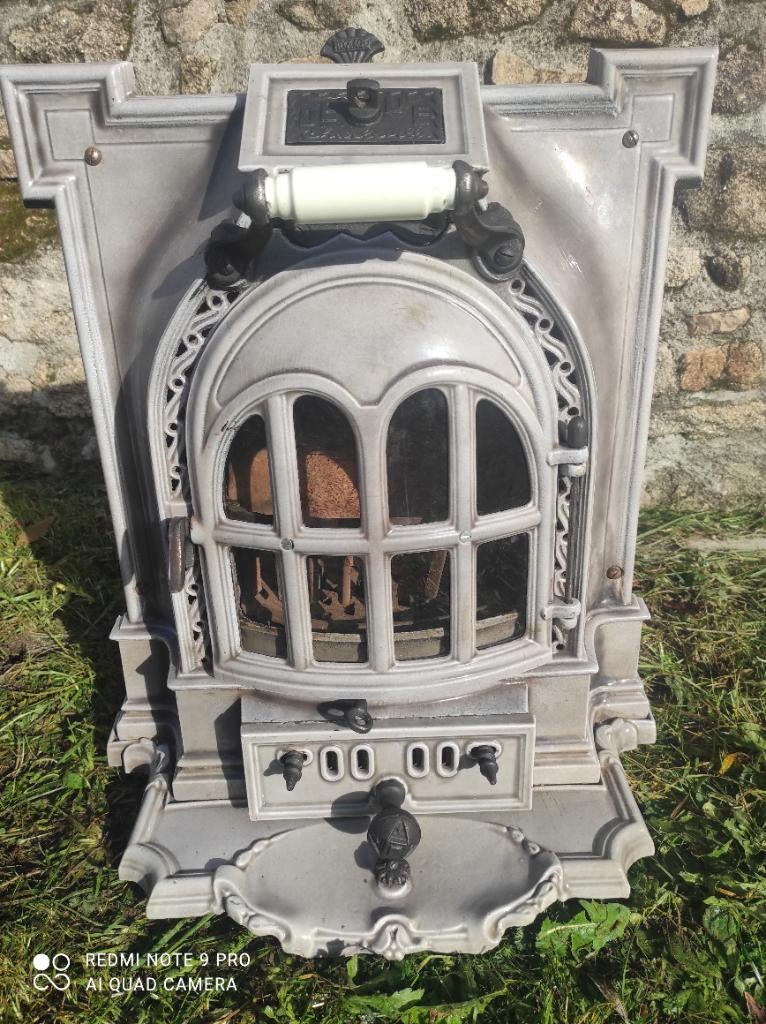 Schitterende unieke antieke gietijzeren Art-deco houtkachel, Huis en Inrichting, Kachels, Ophalen, Gebruikt, Houtkachel, Vrijstaand